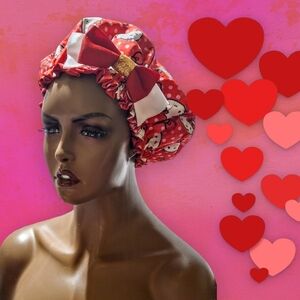 Hello Kitty Red and Gold Hair Bonnet